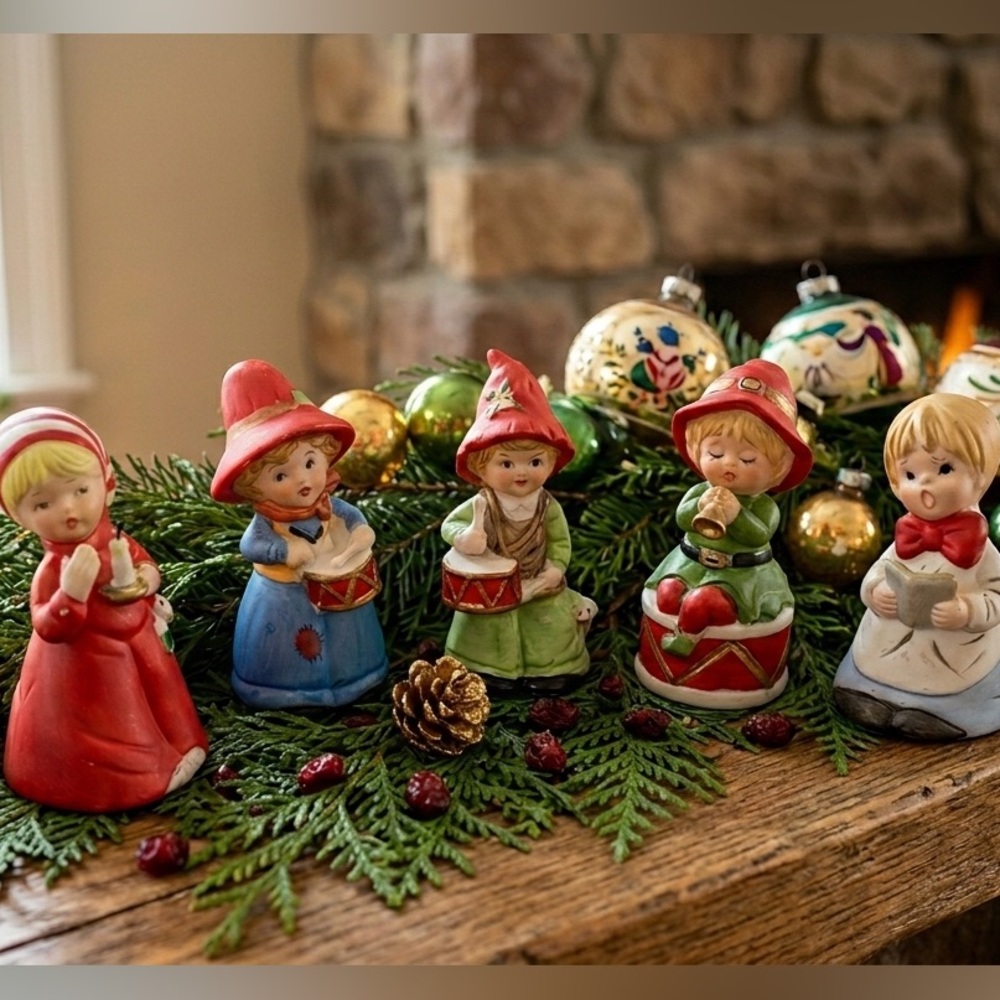 Vintage Jasco Christmas Figurines - Merri-Bells Choir & Carolers (Set of 5)